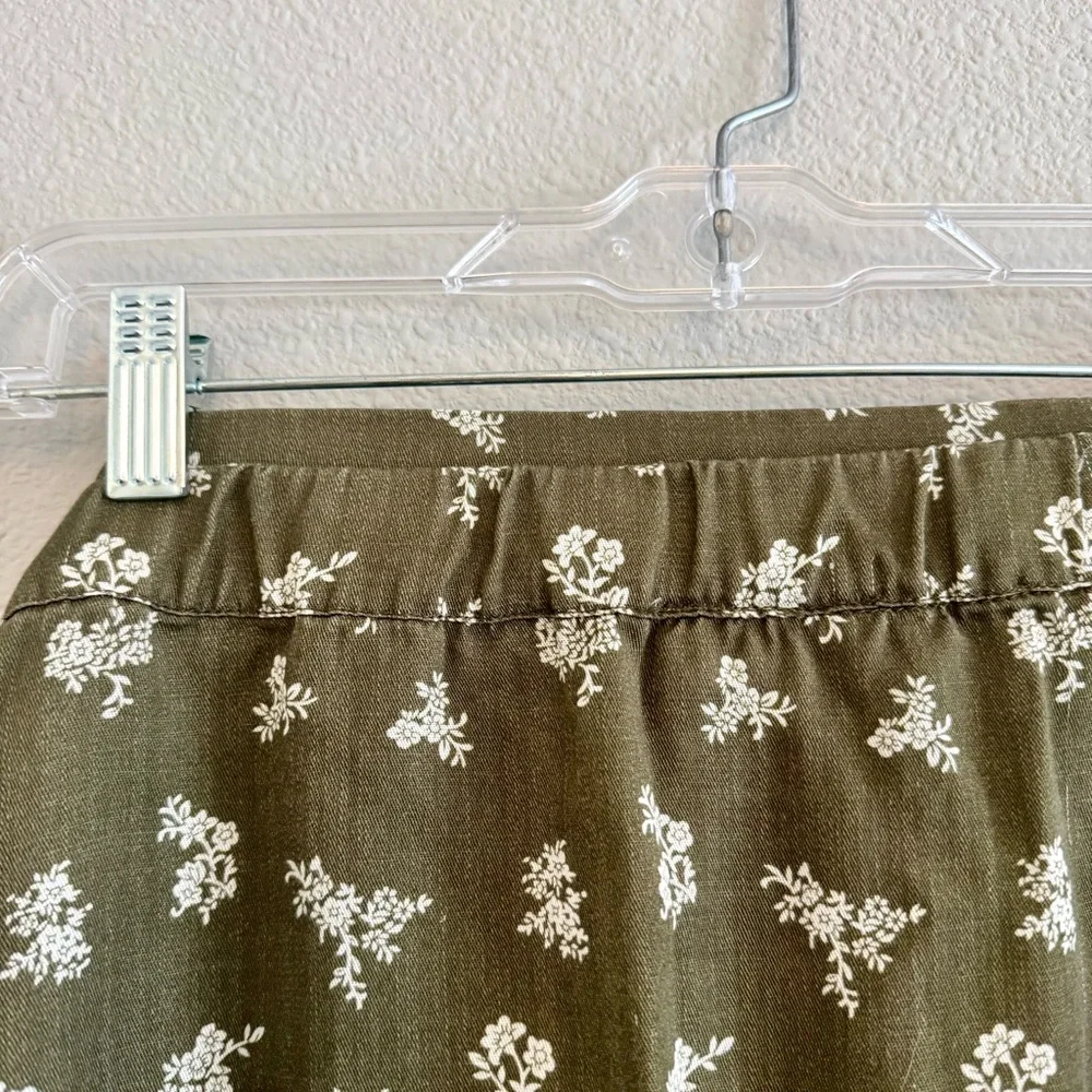 Thread & Supply Olive Midi A-Line Skirt with Slit - Picture 6 of 10